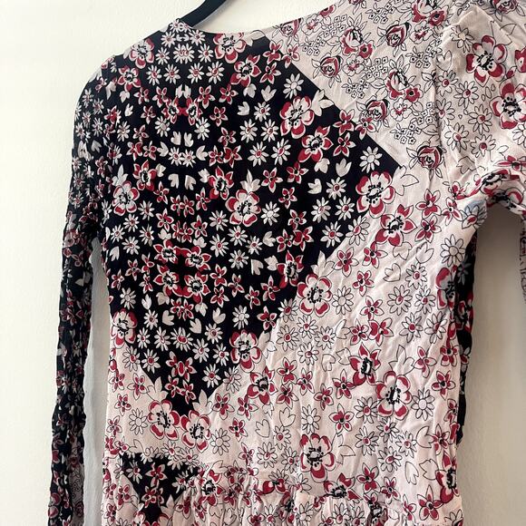 Rebecca Minkoff Flower Print June Dress w/ Bell Sleeve & Tie Waist - Size 0 - Picture 7 of 8